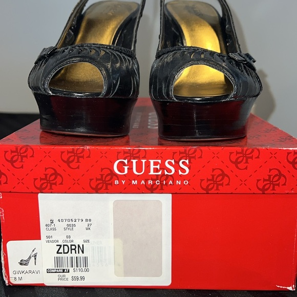 Guess Women's Black Sling Back with Peep Toe 4.5" Heels - Picture 8 of 9